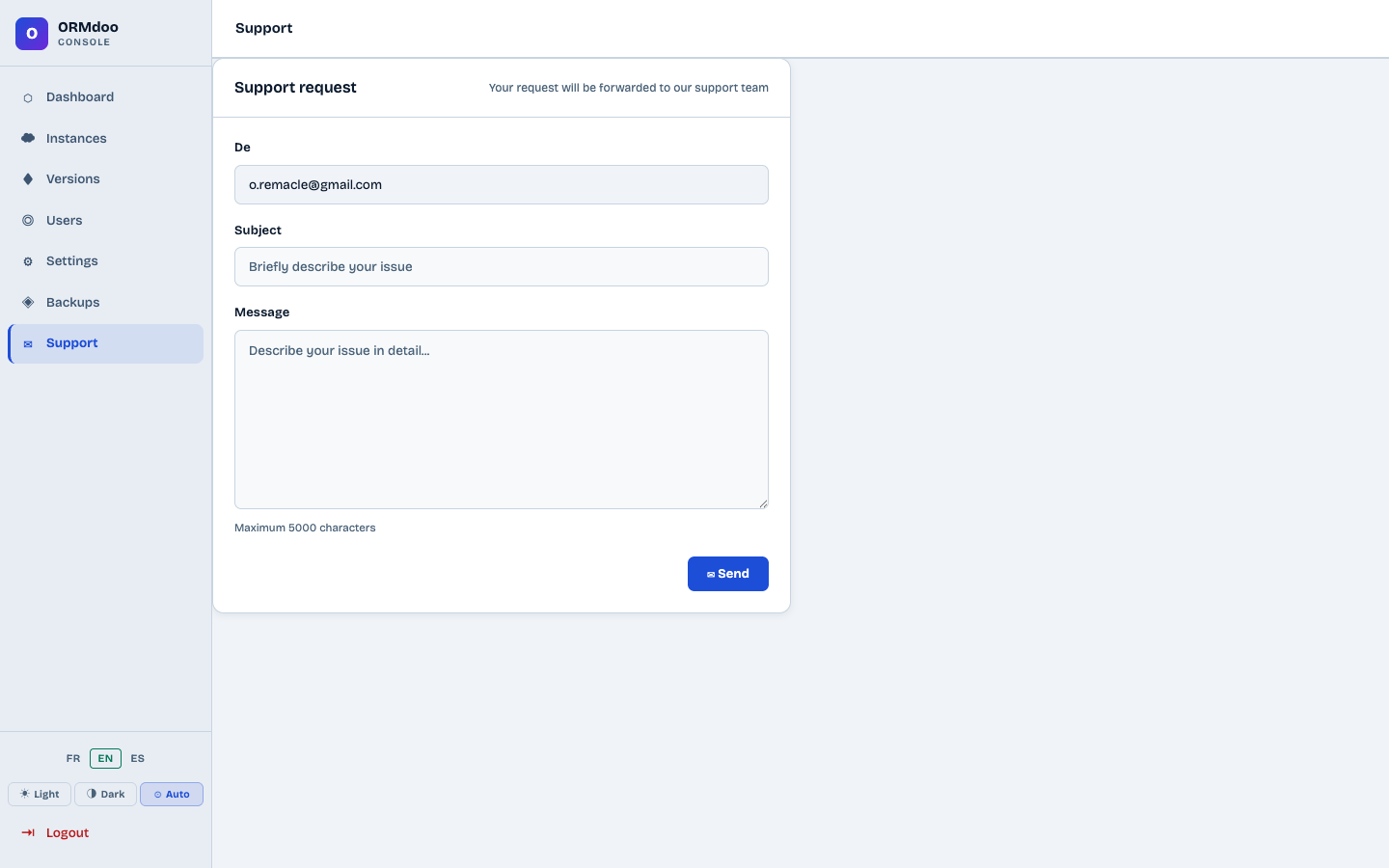Support request form
